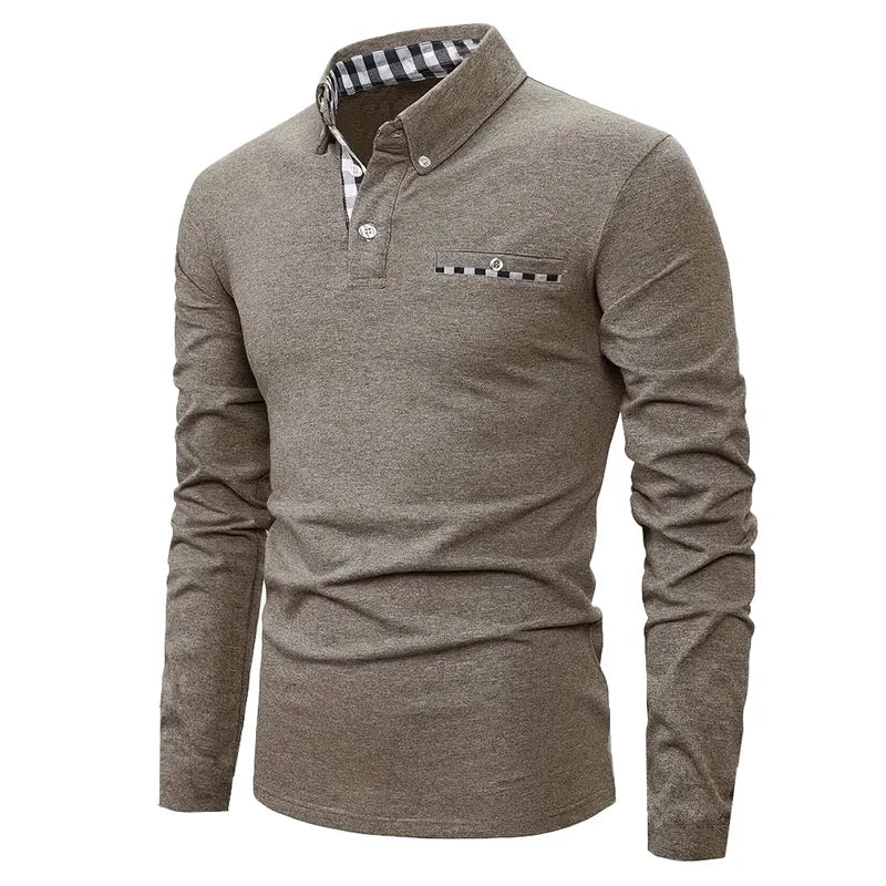 Men's Geometric Grid Polo Shirt