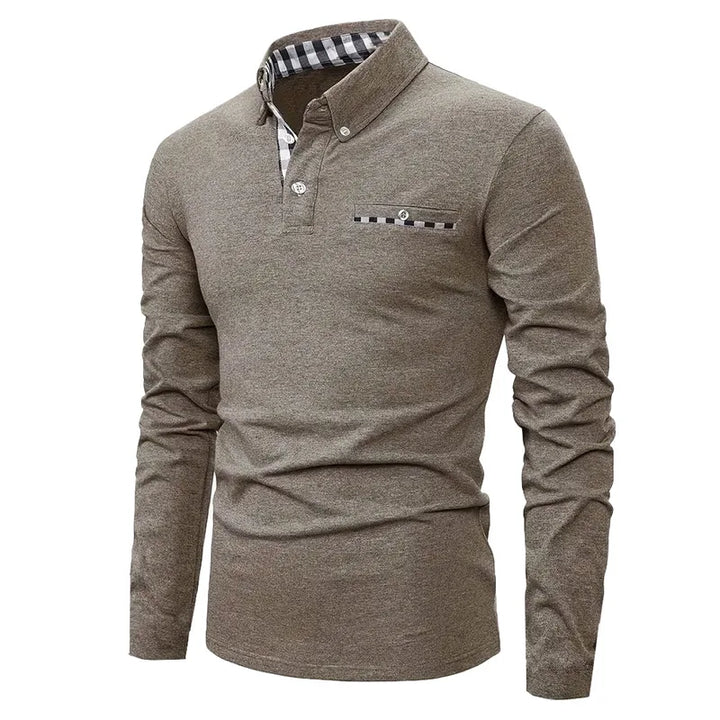 Men's Geometric Grid Polo Shirt