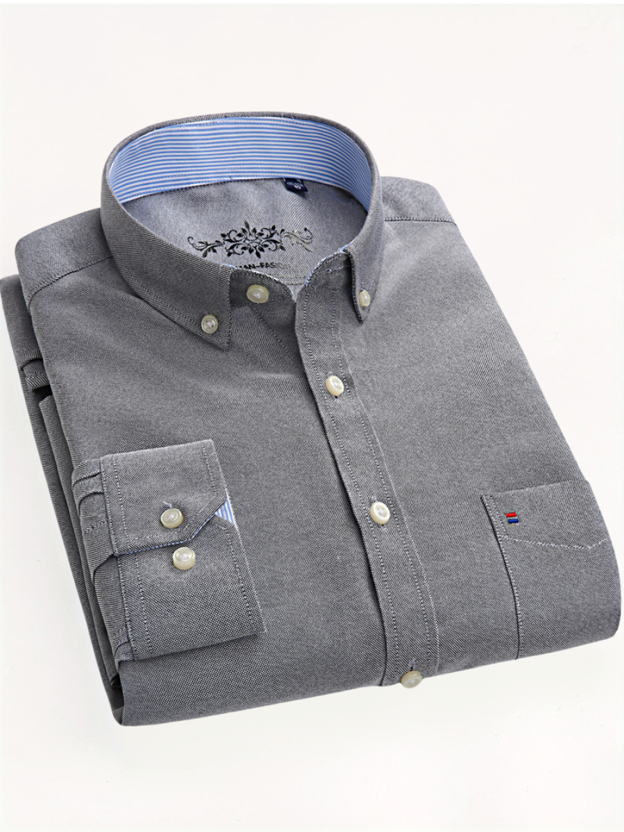 Men's Solid Lapel Pocket Shirt
