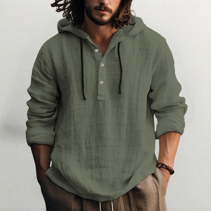Men's Linen Hooded Shirt