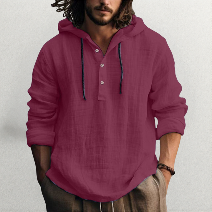 Men's Linen Hooded Shirt