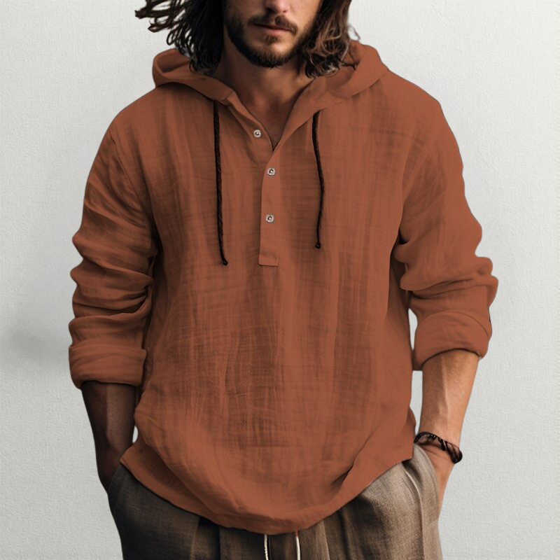 Men's Linen Hooded Shirt