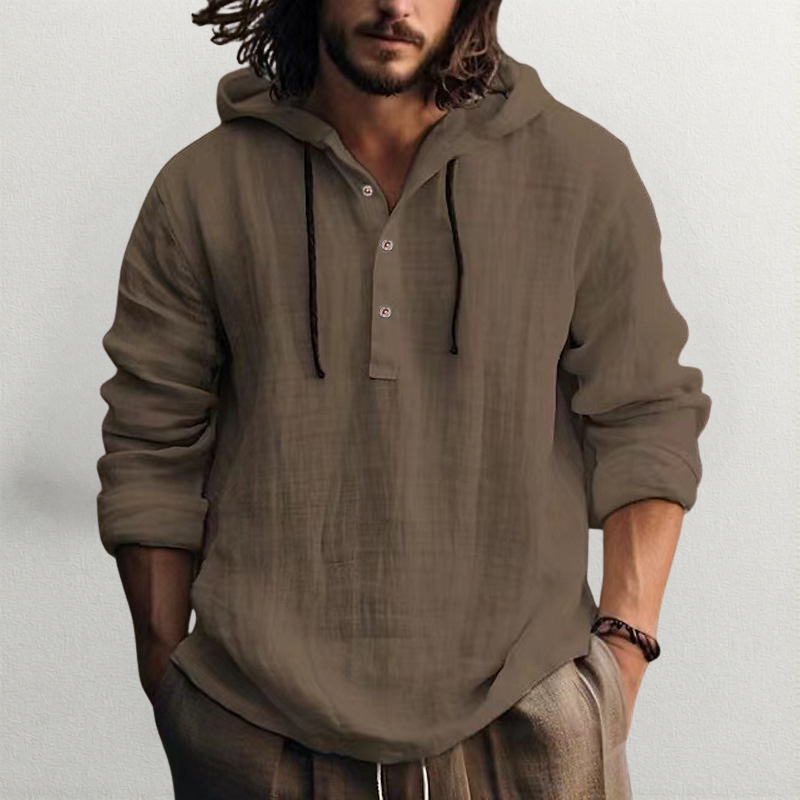 Men's Linen Hooded Shirt
