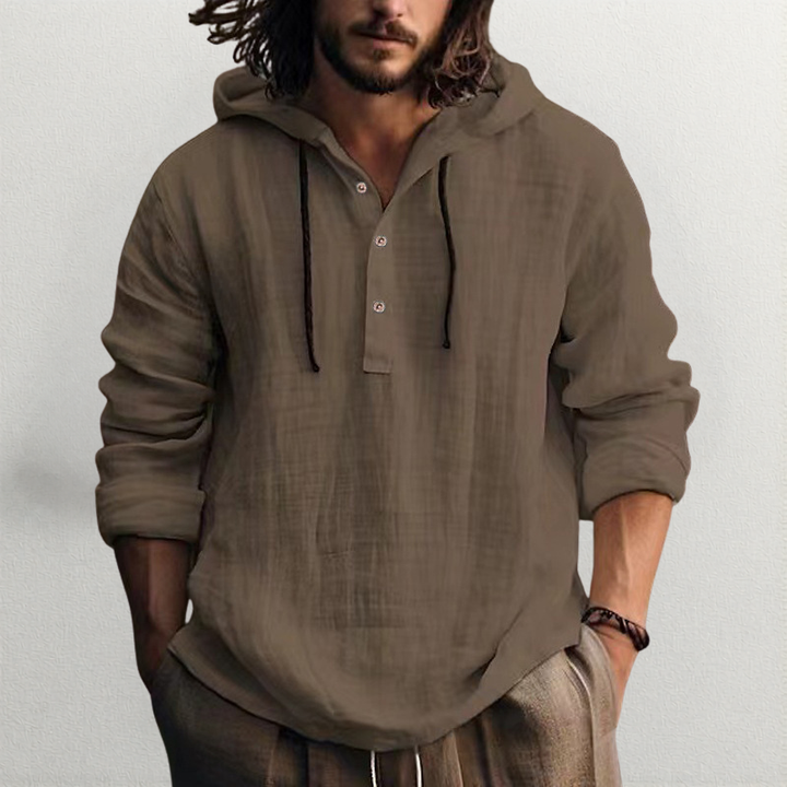 Men's Linen Hooded Shirt
