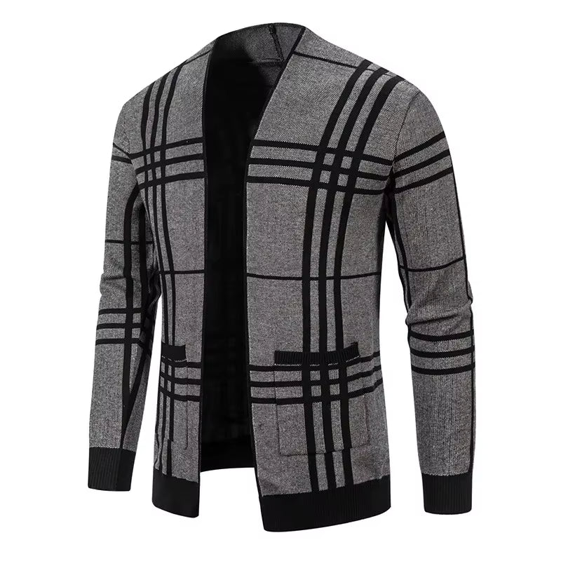 Men's Checkered Knit Cardigan