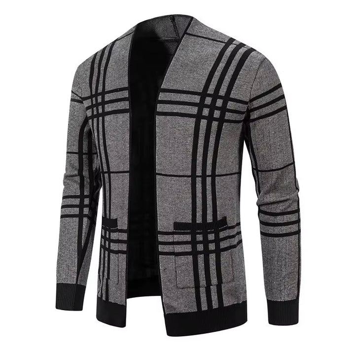 Men's Checkered Knit Cardigan