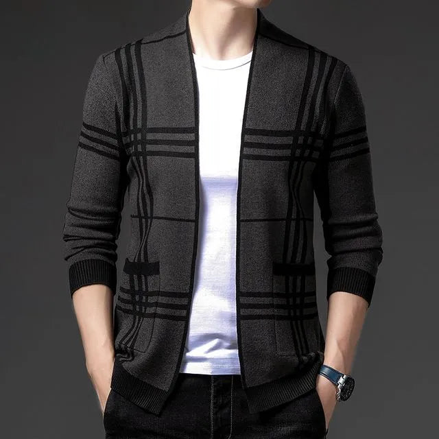 Men's Checkered Knit Cardigan
