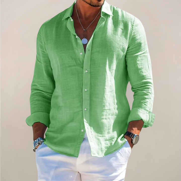Men's Linen Button Shirt