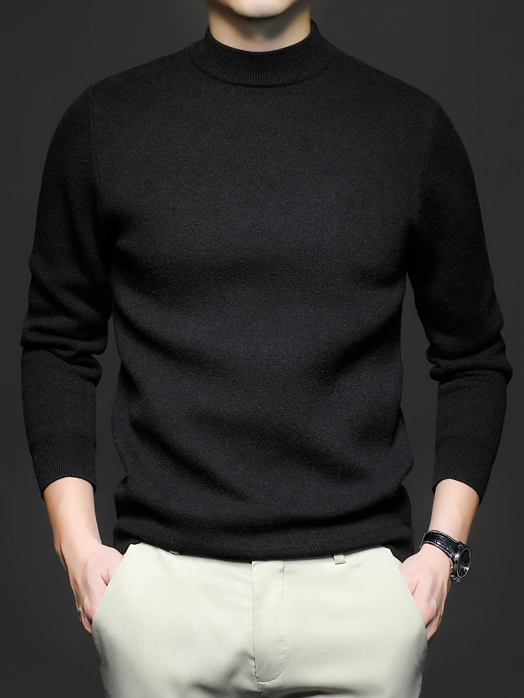 Men's Ribbed High Neck Sweater