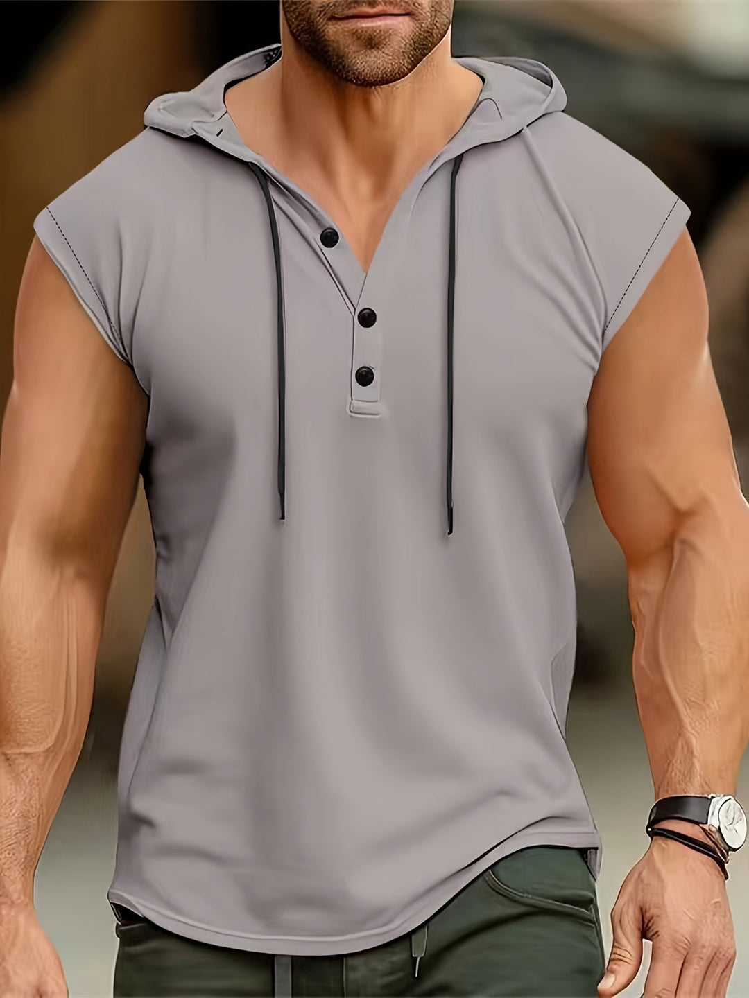 Men's Hooded Henley Shirt