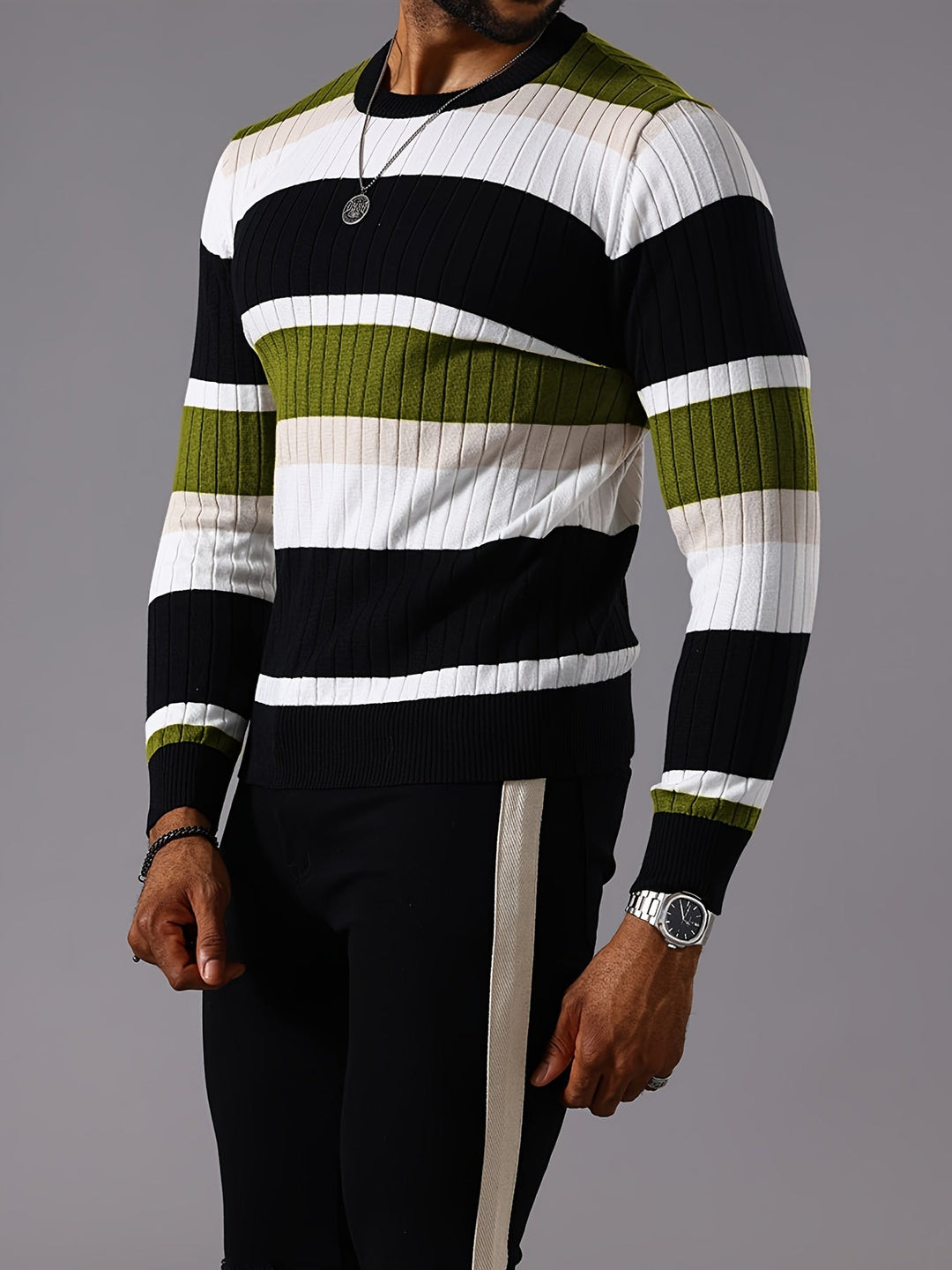 Men's Colorblock Rib-Knit Sweater