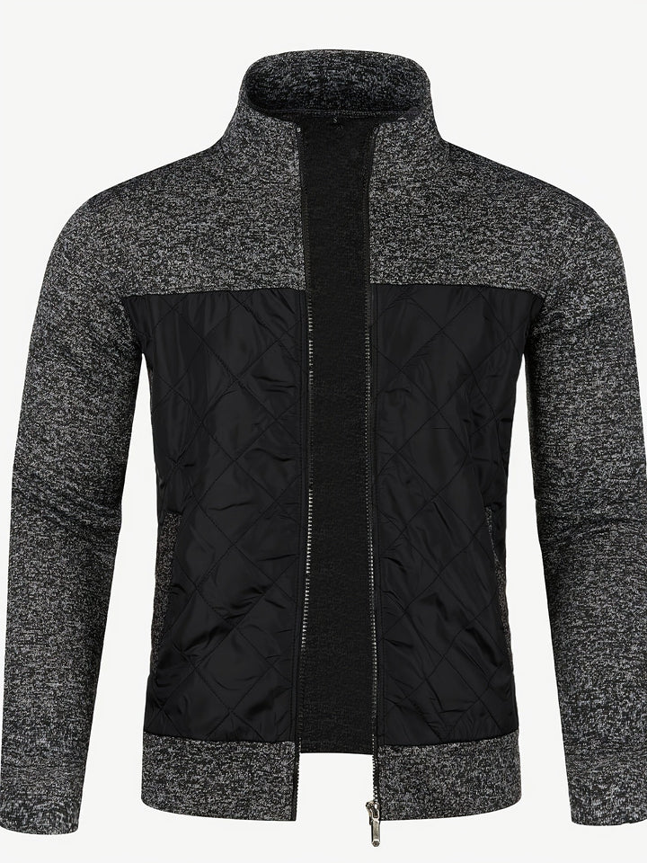Men's Stand Collar Zip Knit Jacket