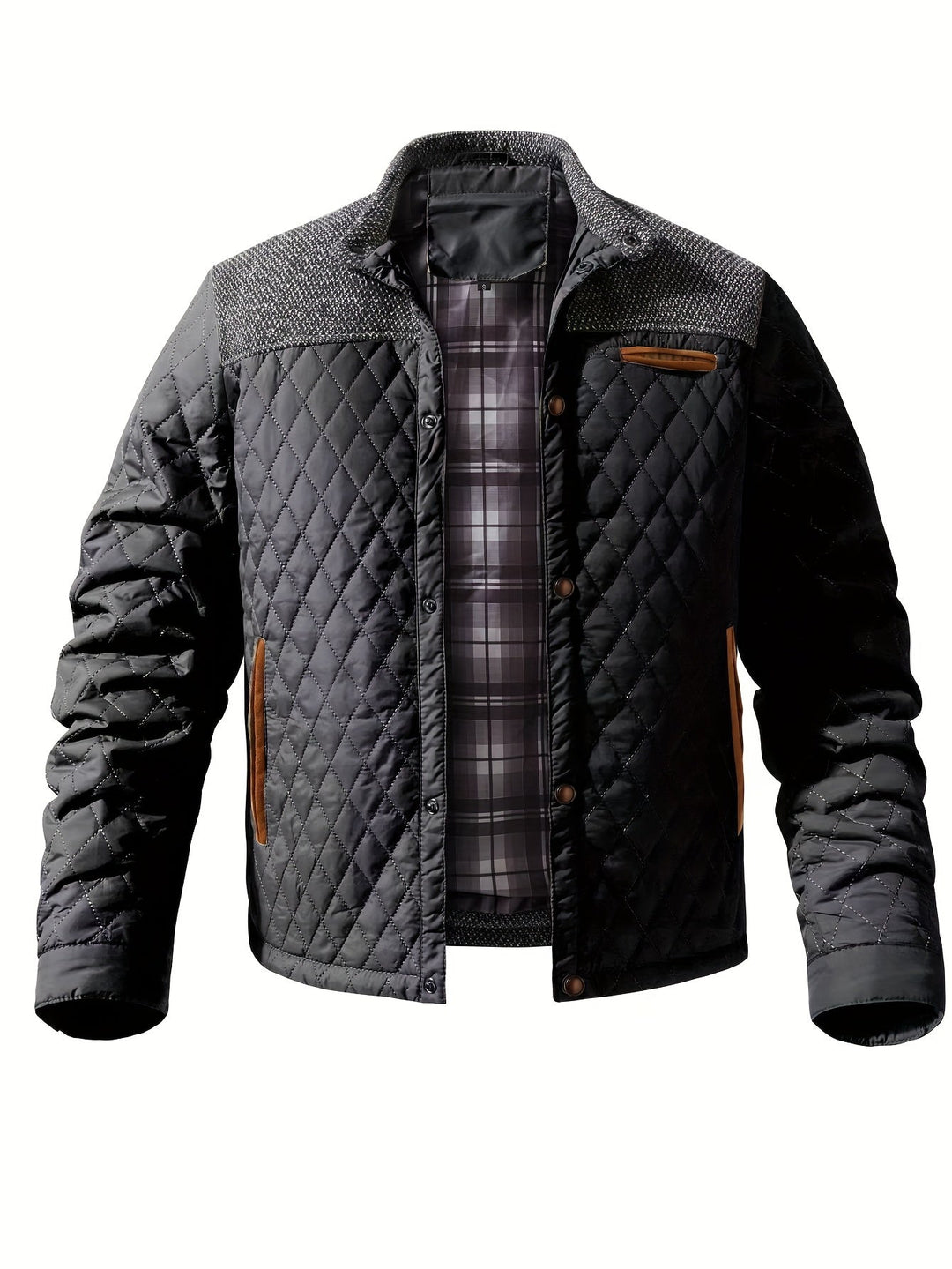 Men's Color Block Stand Collar Jacket