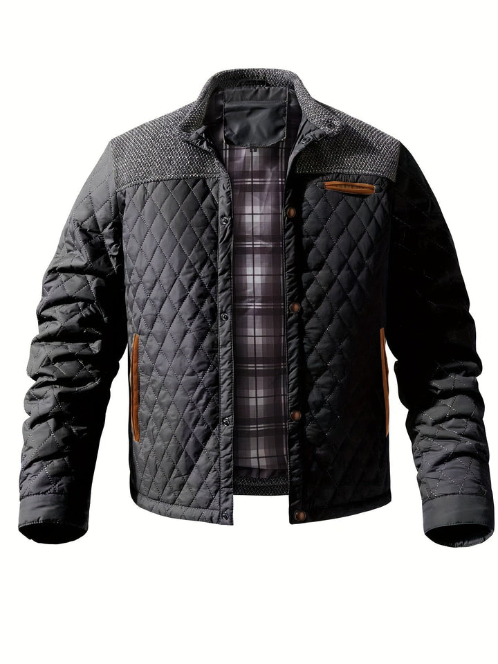 Men's Color Block Stand Collar Jacket