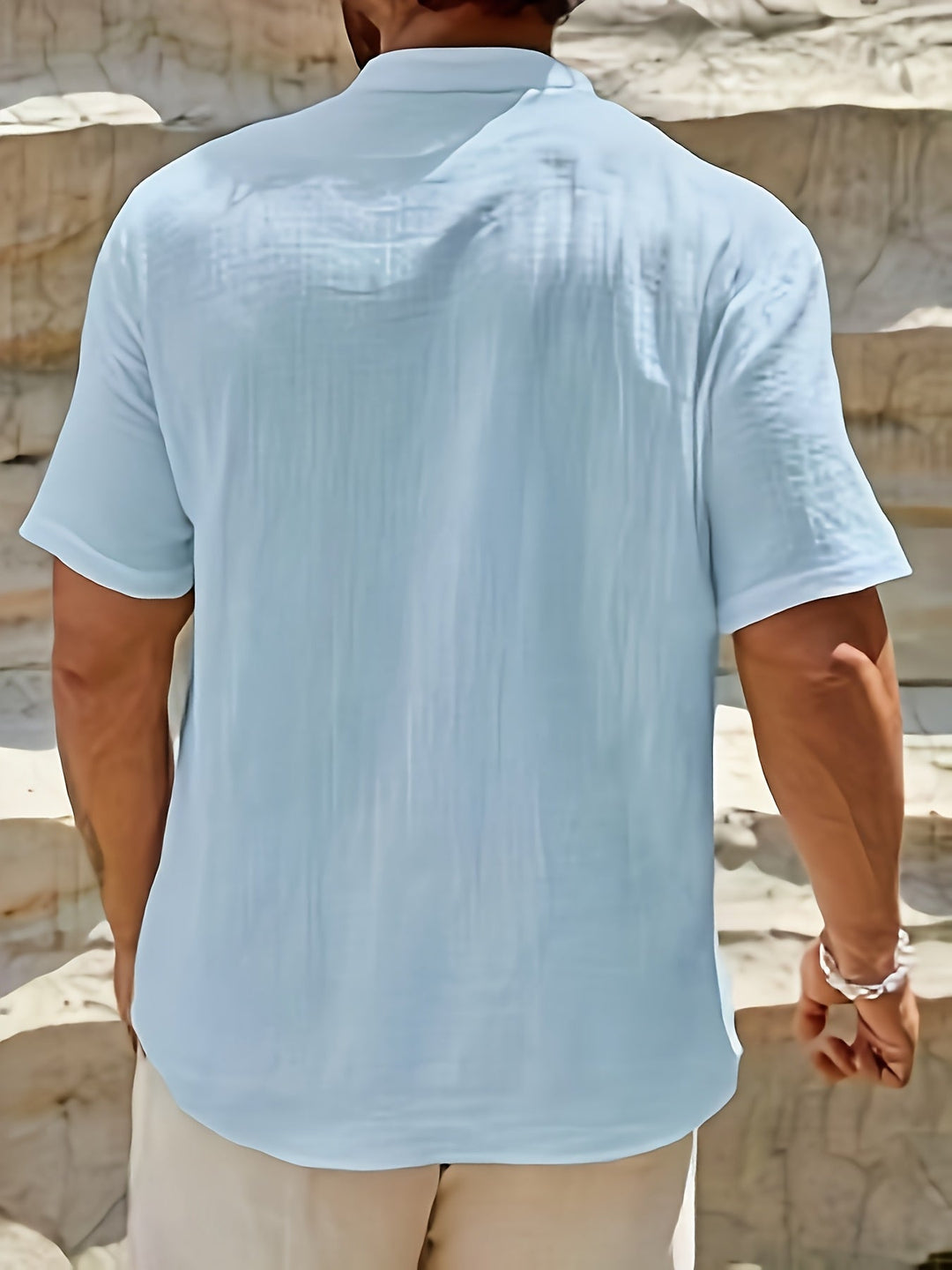 Men's Linen V-Neck Shirt