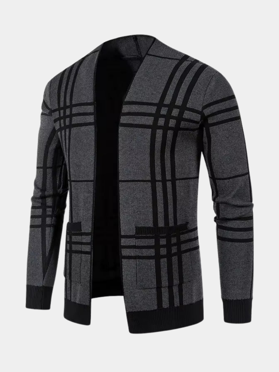 Men's Checkered Knit Cardigan