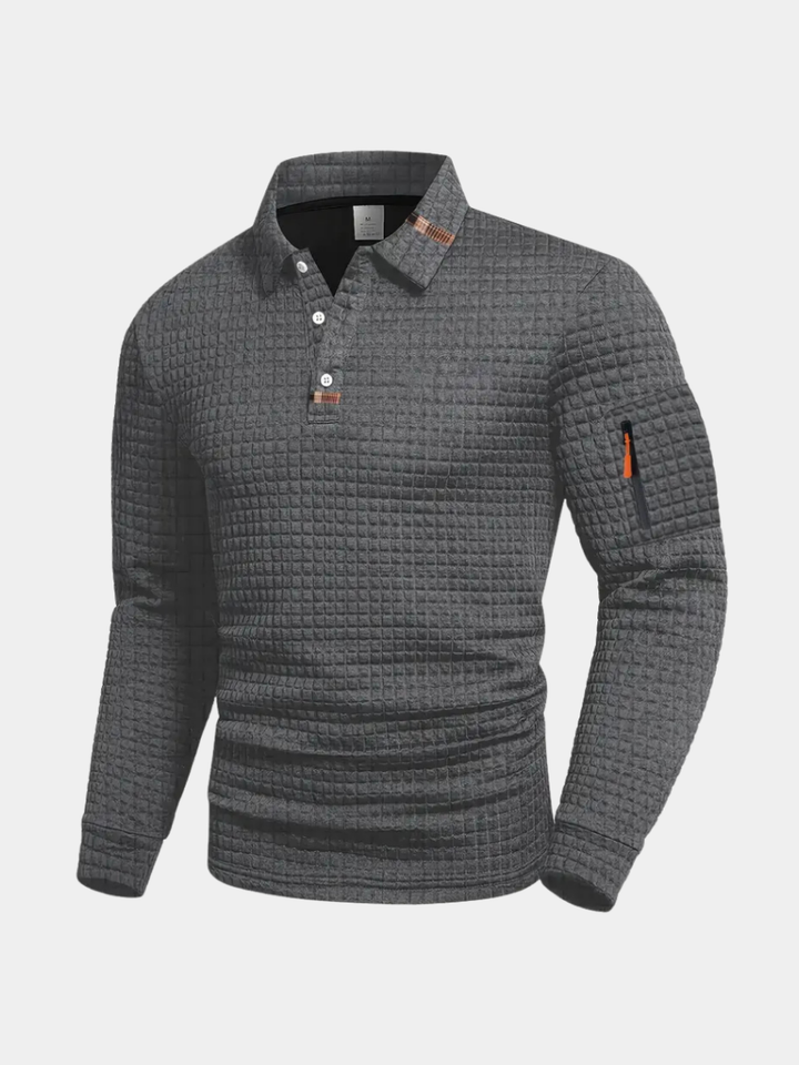Long Sleeve Textured Polo