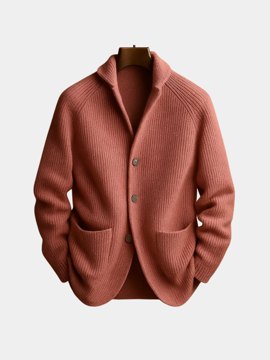 Men's Silvoro - Ribbed Wool Cardigan