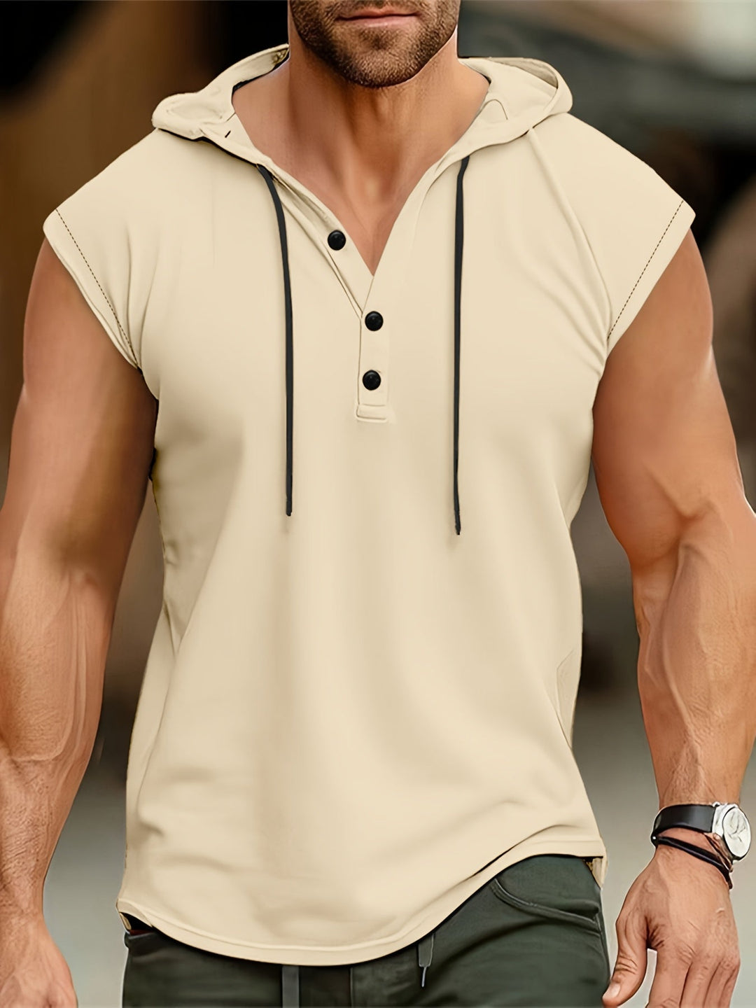 Men's Hooded Henley Shirt