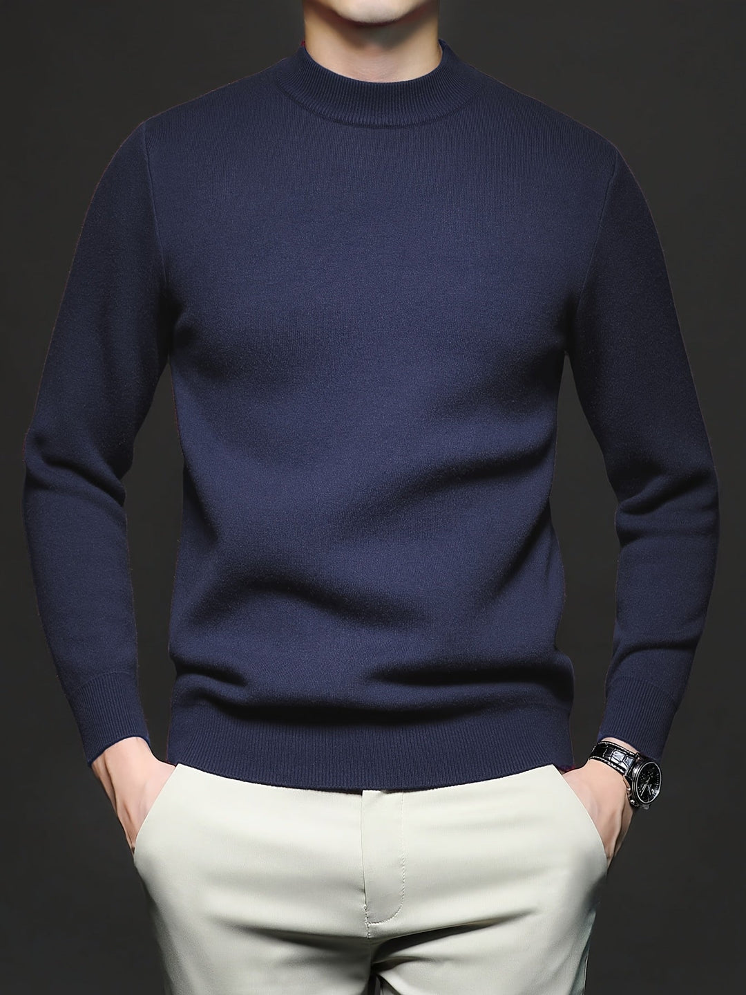 Men's Ribbed High Neck Sweater