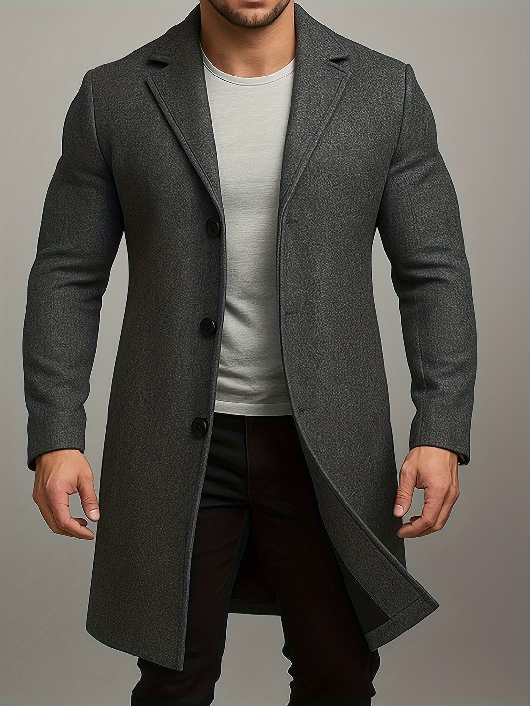 Men's Mid Length Tweed Overcoat