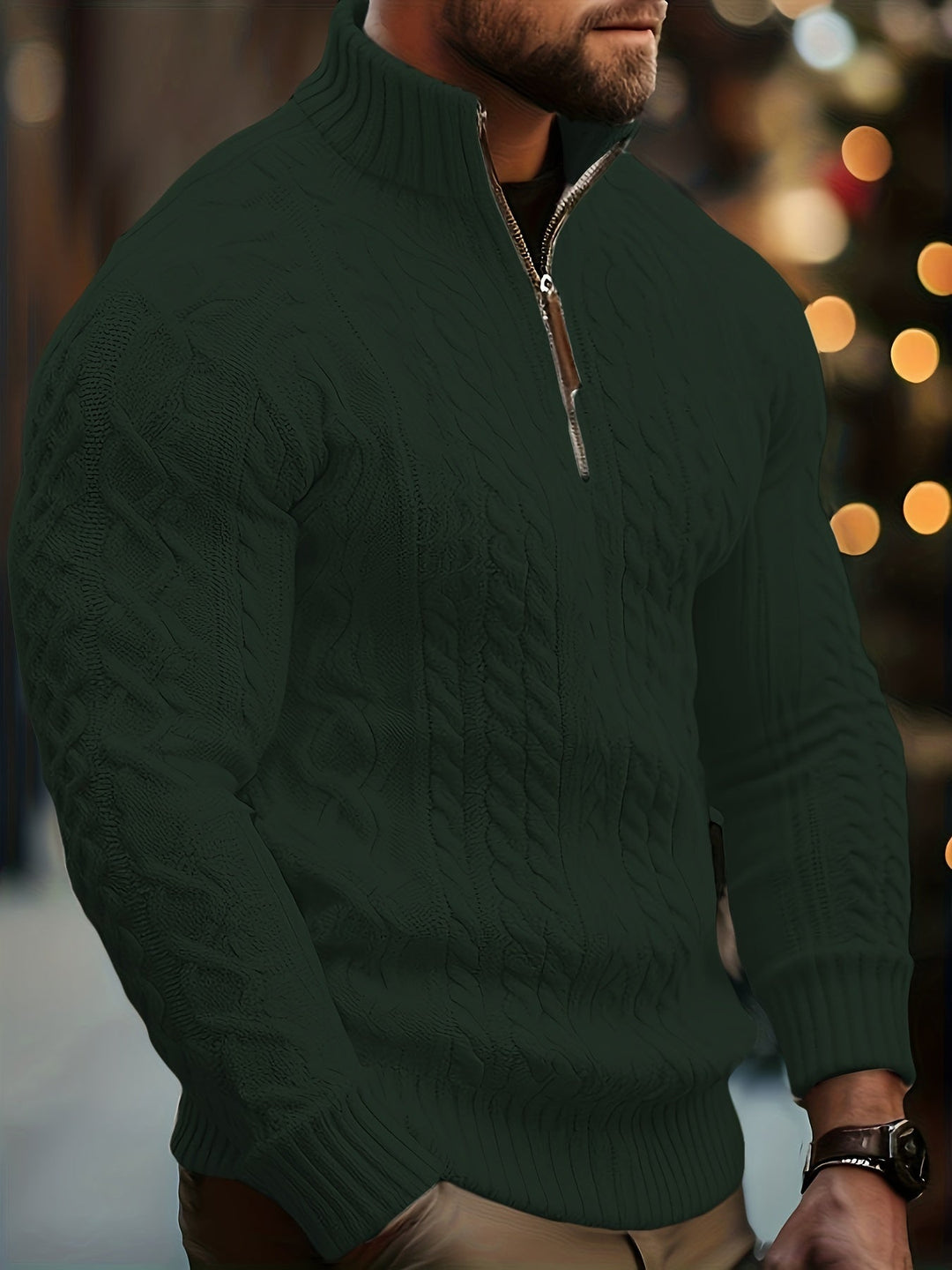 Men's Cable Knit Half Zip Sweater