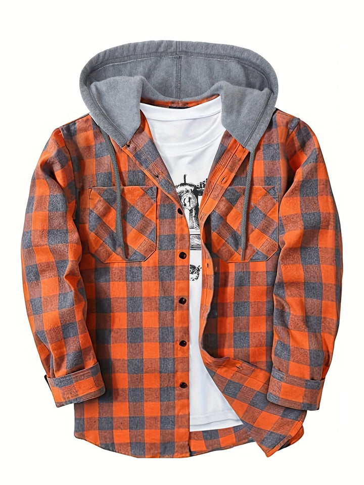 Men's Plaid Hooded Shirt