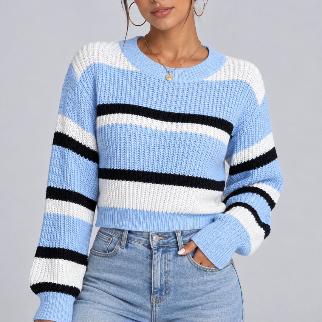 Women’s Striped Crew Neck Knitted Sweater