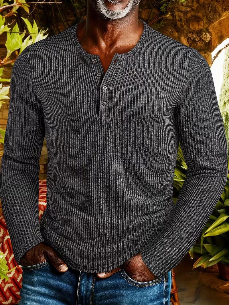 Men's Textured Knit Henley Shirt