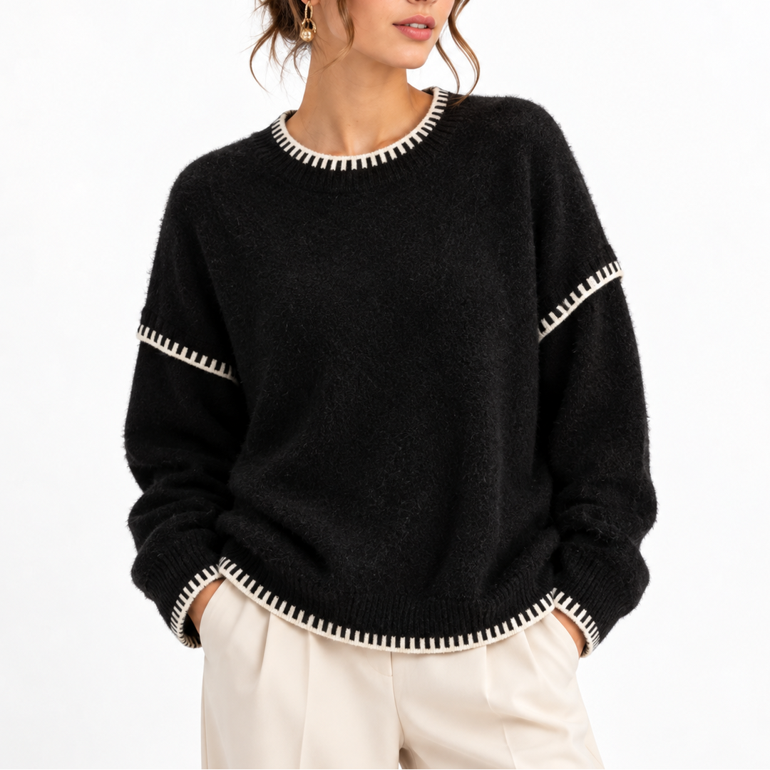 Women’s Oversized Chunky Knit Sweater with Boat Neck