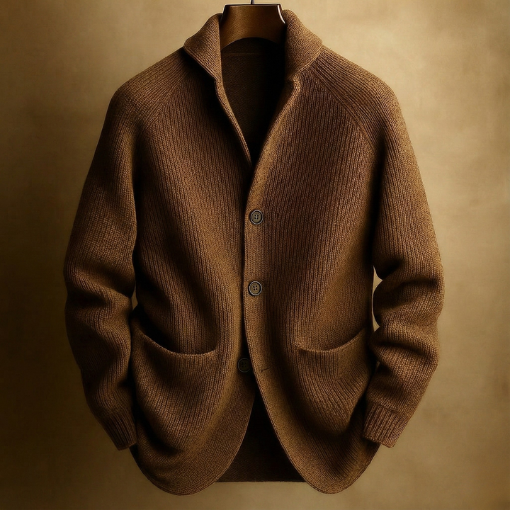 Men's Silvoro - Ribbed Wool Cardigan