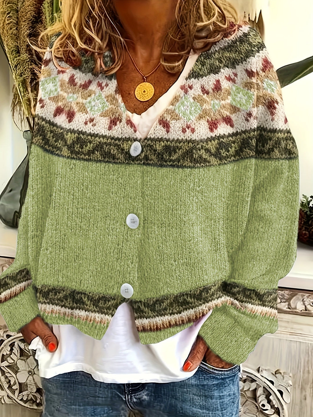 Harlow | Patterned Button-Front Cardigan