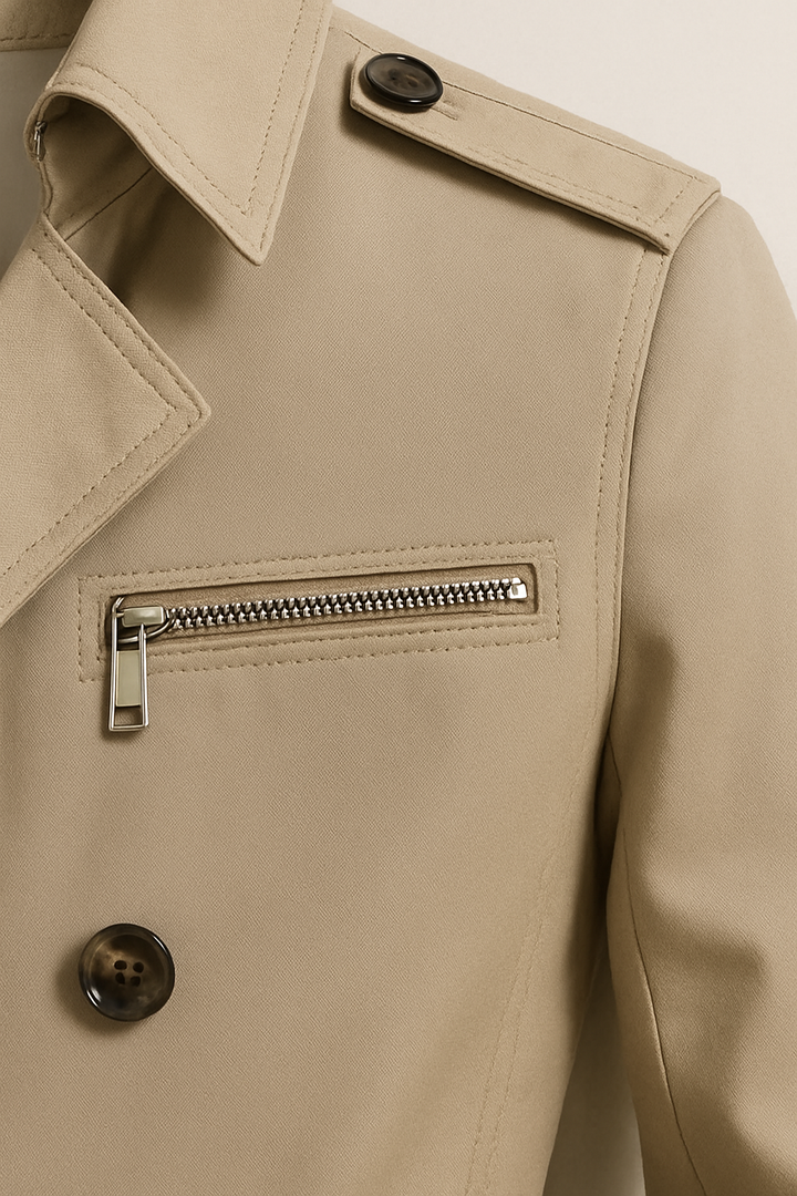 Men’s Belted Trench Coat - Classic Tailored Style