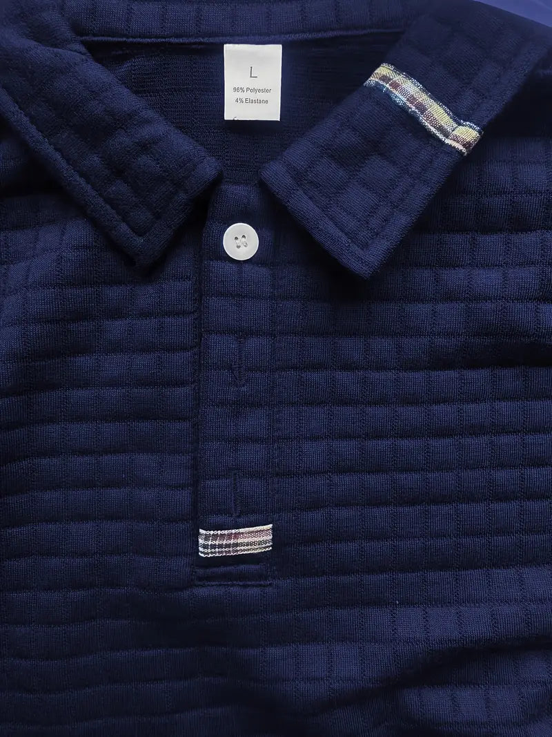 Long Sleeve Textured Polo