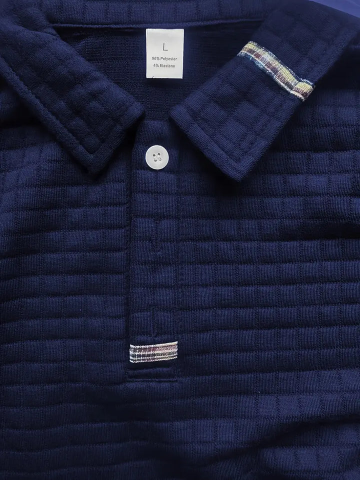 Long Sleeve Textured Polo