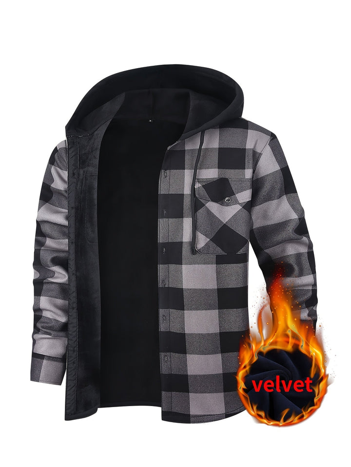 Men's Plaid Hooded Jacket