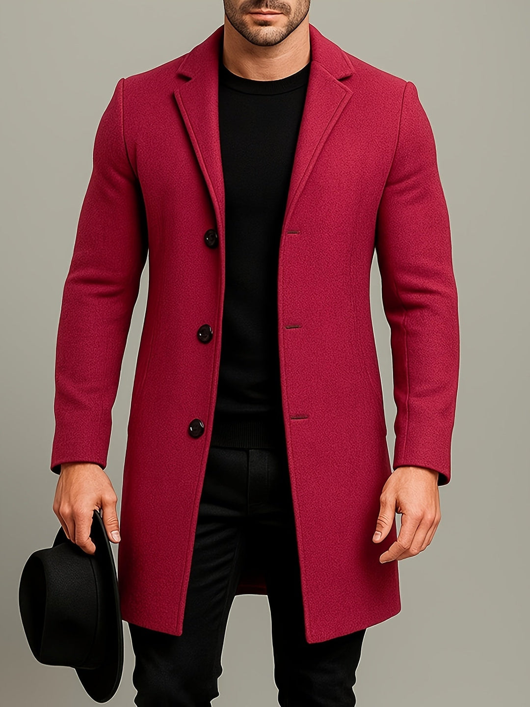 Men's Mid Length Tweed Overcoat