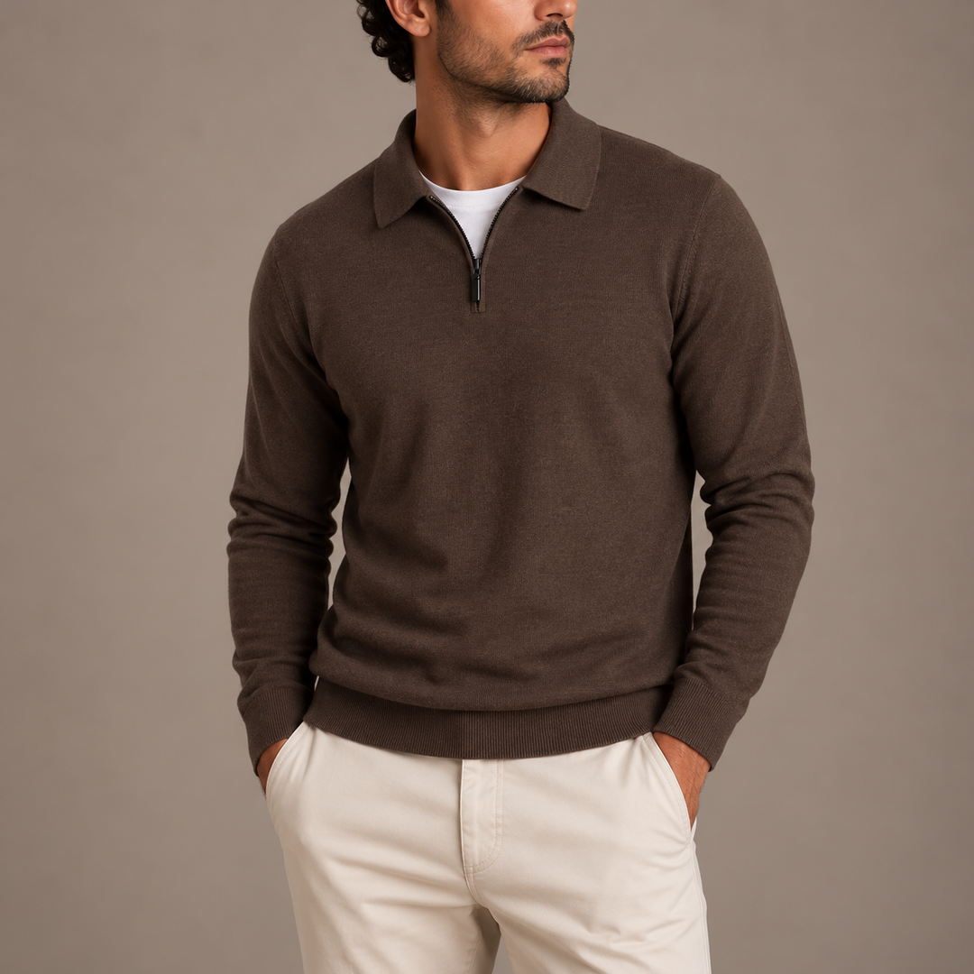 Men’s Quarter-Zip Polo Knit Sweater