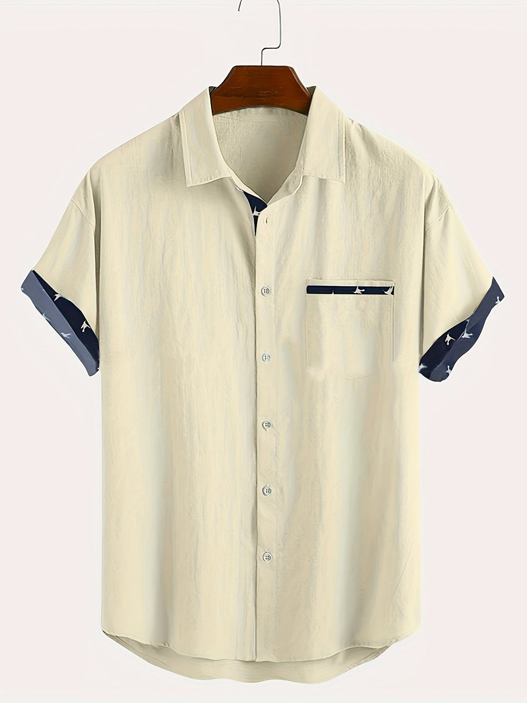 Men's Linen Blend Lapel Shirt