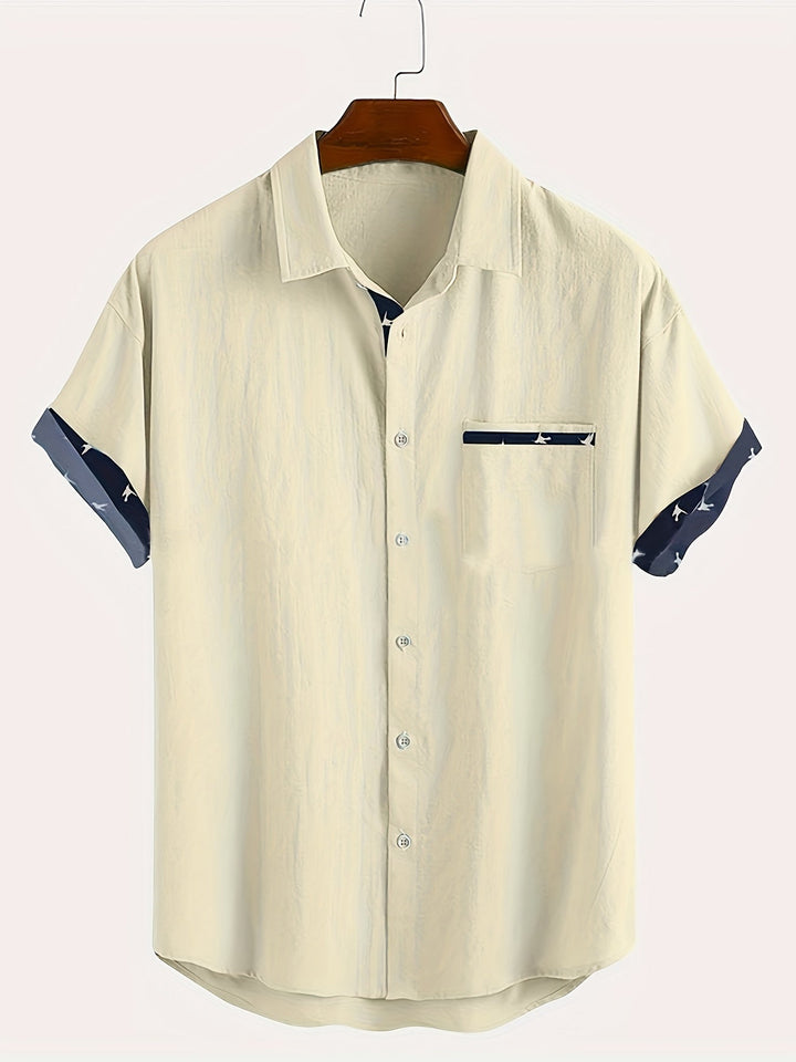 Men's Linen Blend Lapel Shirt