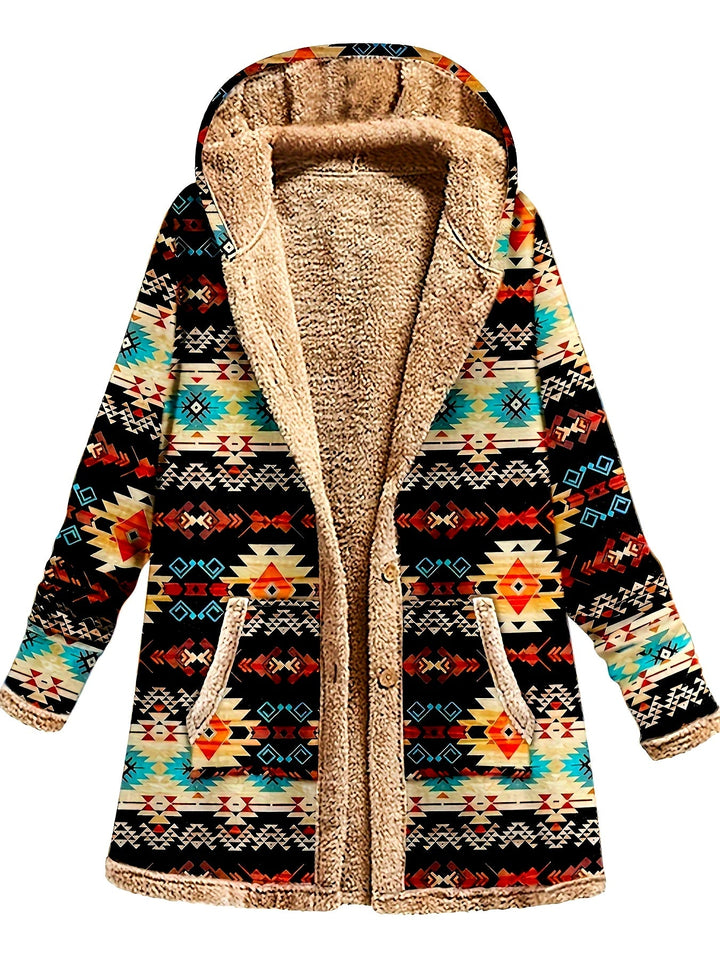 Mabel | Cozy Patterned Hooded Coat