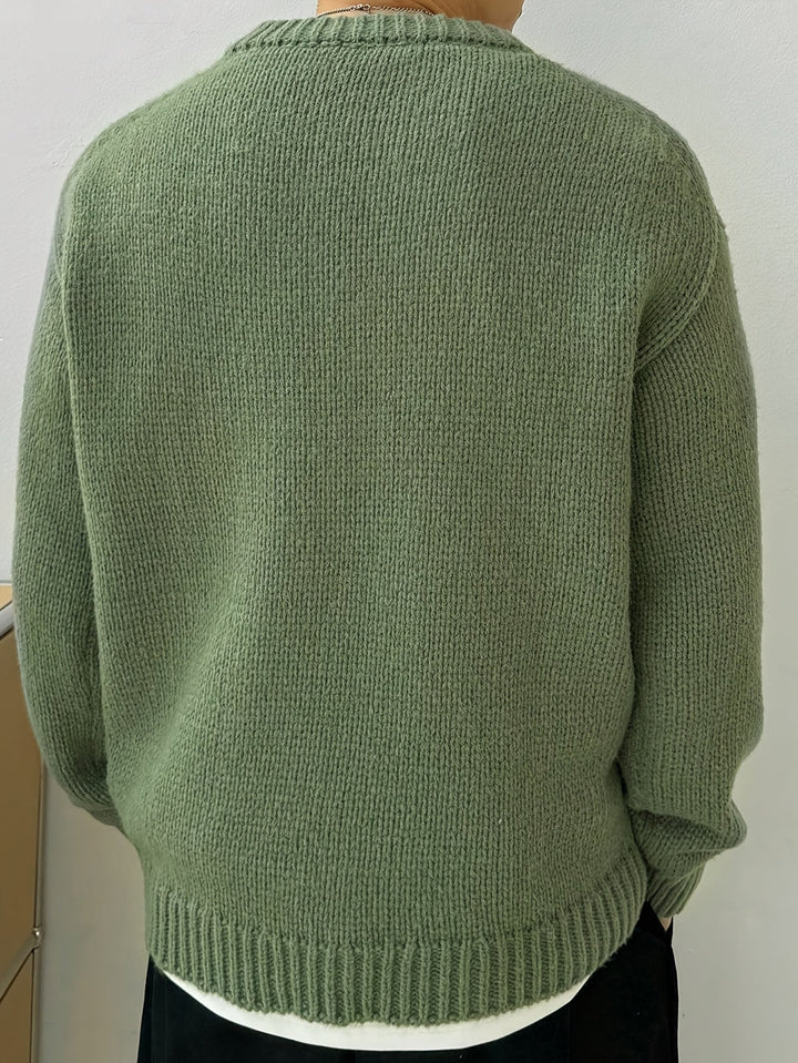 Men's Solid Knit Crewneck Sweater