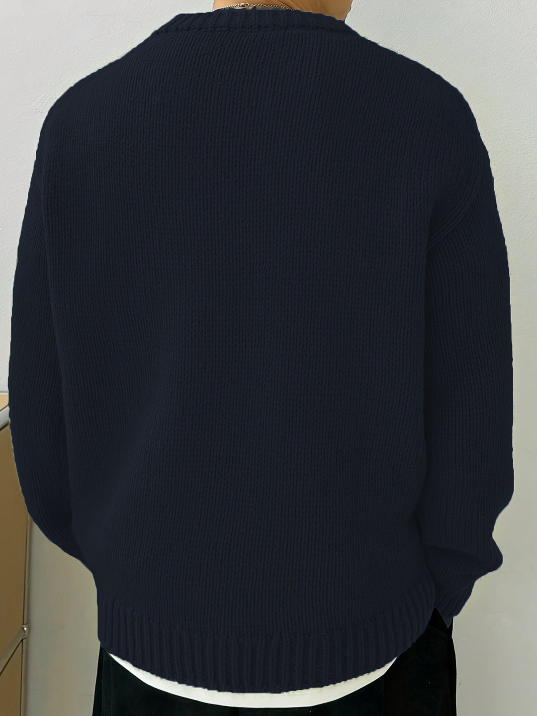 Men's Solid Knit Crewneck Sweater