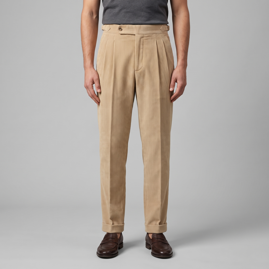 Men's Pleated Corduroy Pants