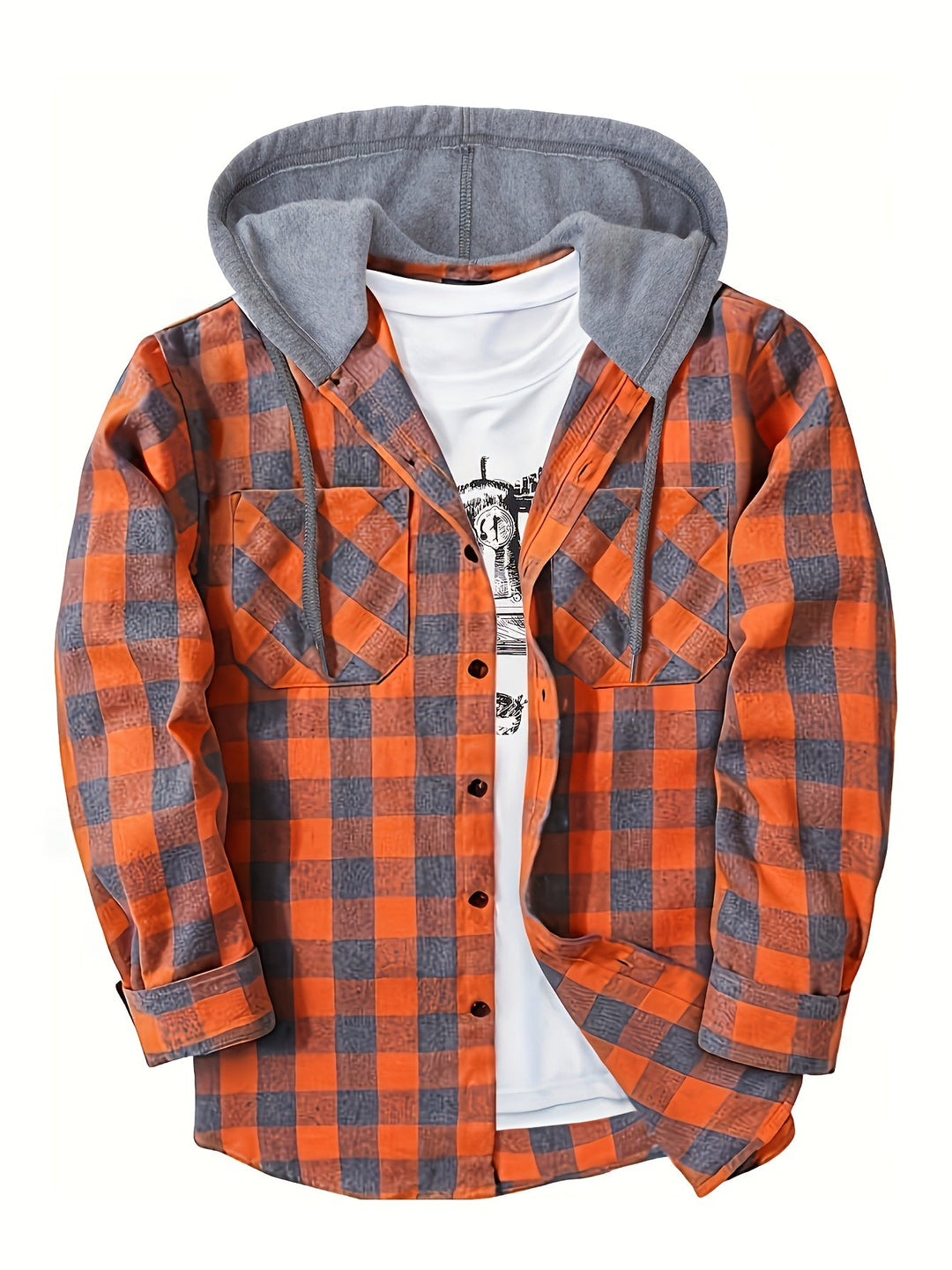 Men's Plaid Hooded Sweatshirt