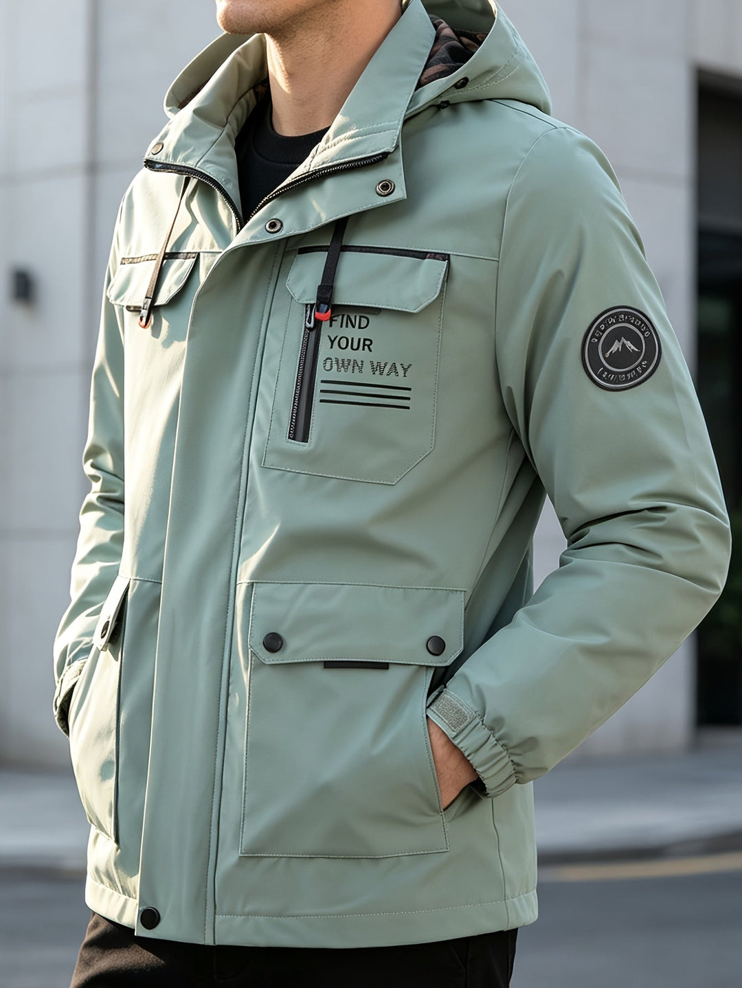 Men's Hooded Alphabet Zip Jacket