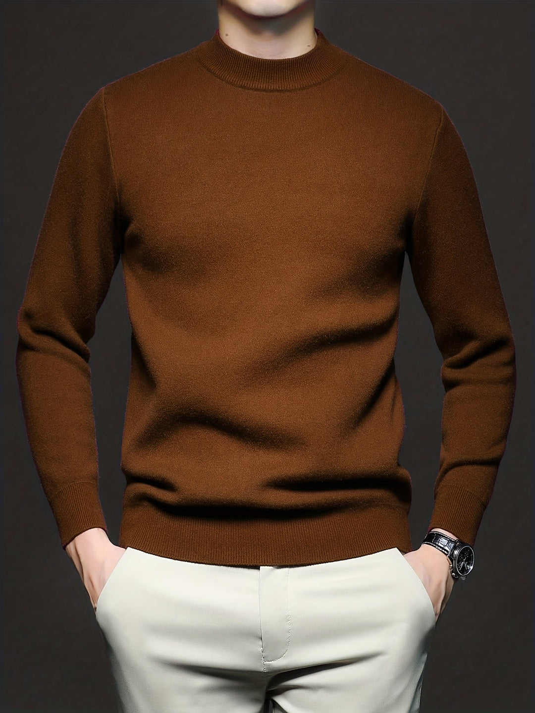 Men's Ribbed High Neck Sweater