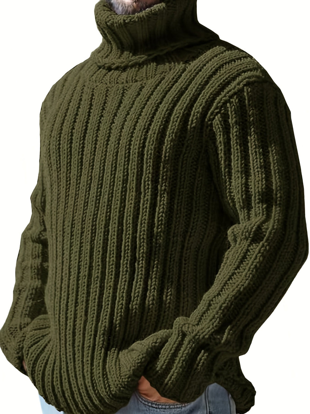 Men's Textured High Neck Sweater