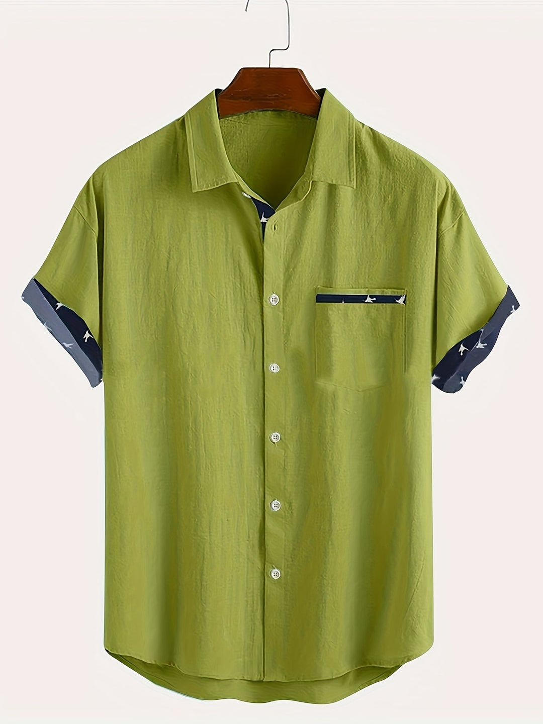 Men's Linen Blend Lapel Shirt