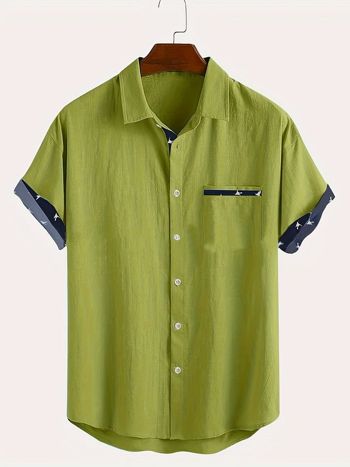 Men's Linen Blend Lapel Shirt